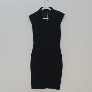 Ted Baker Black Body Con Cocktail Dress Designer Exposed Back Zipper Size 1